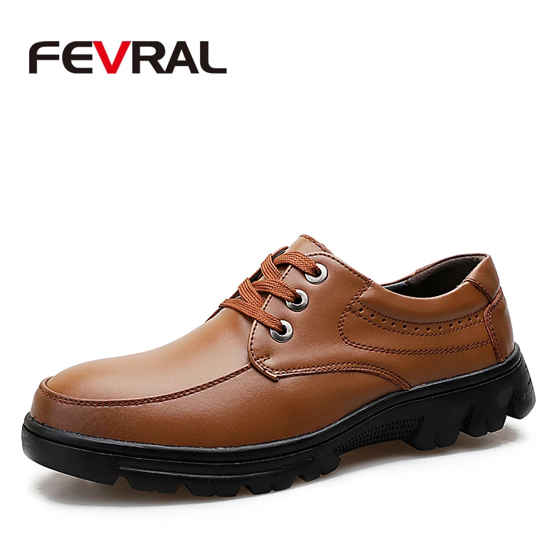 

FEVRAL Brand Hot Sale 2020 Men Casual Shoes Adult Genuine Leather Breathable Lace-up Male Shoes Zapatos Hombre Big Size 38~48