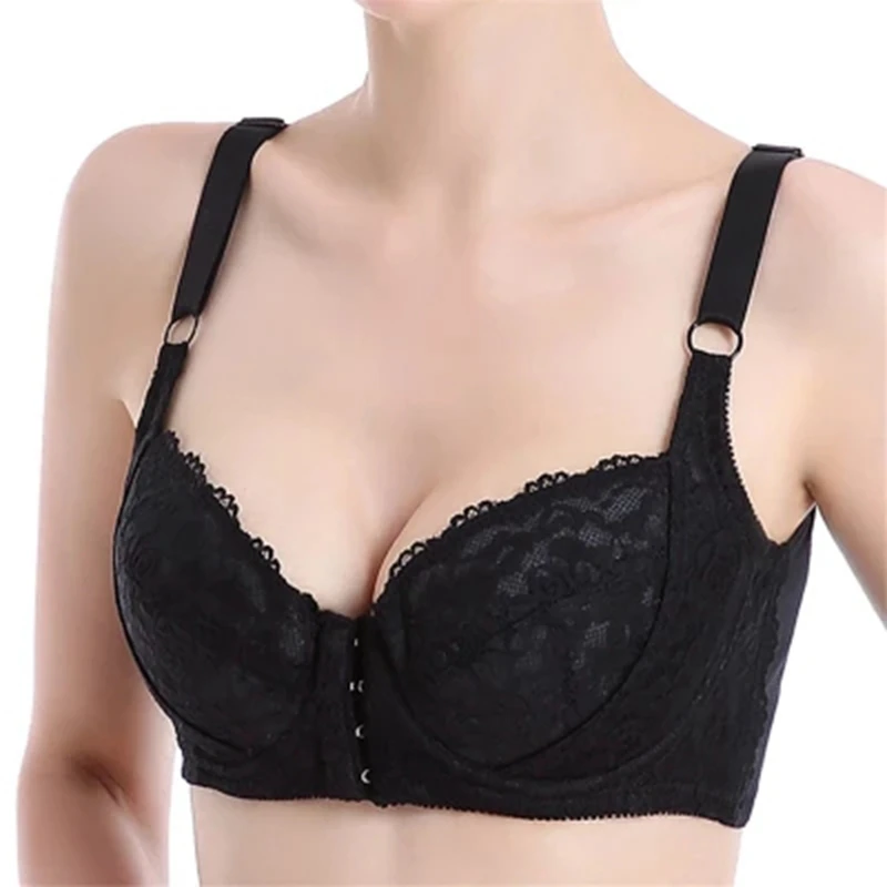 Ceny YAVO SOSO Sexy Lingeries kobiety biustonosze plus rozmiar 110DEF duże kubki oddychająca koszulka bez rękawów przód zapięcie koronkowa bielizna damska