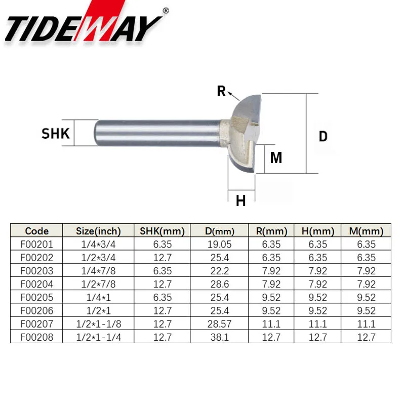 Tideway 1 шт. 1/2 хвостовик деревообрабатывающий ящик фрезы ЧПУ Инструмент ручка гвоздь-образный фрезы для дерева Вольфрам Концевая фреза