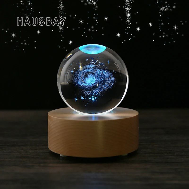 

Colorful Crystal Ball Musik Box Wooden Bluetooth Speaker Starry Sky Dandelion Luminous Glass Ball Valentine's Day Gift D045