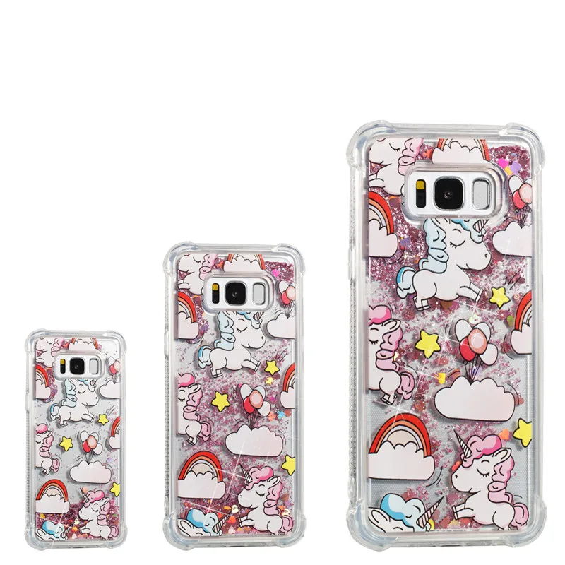 Liquid Case for Samsung Galaxy A6 A8 Plus 2018 S8 S9 Plus S6 S7 Edge Note8 Note9 S5 S6edge Glitter Love Silicone PC Full Cover (39)