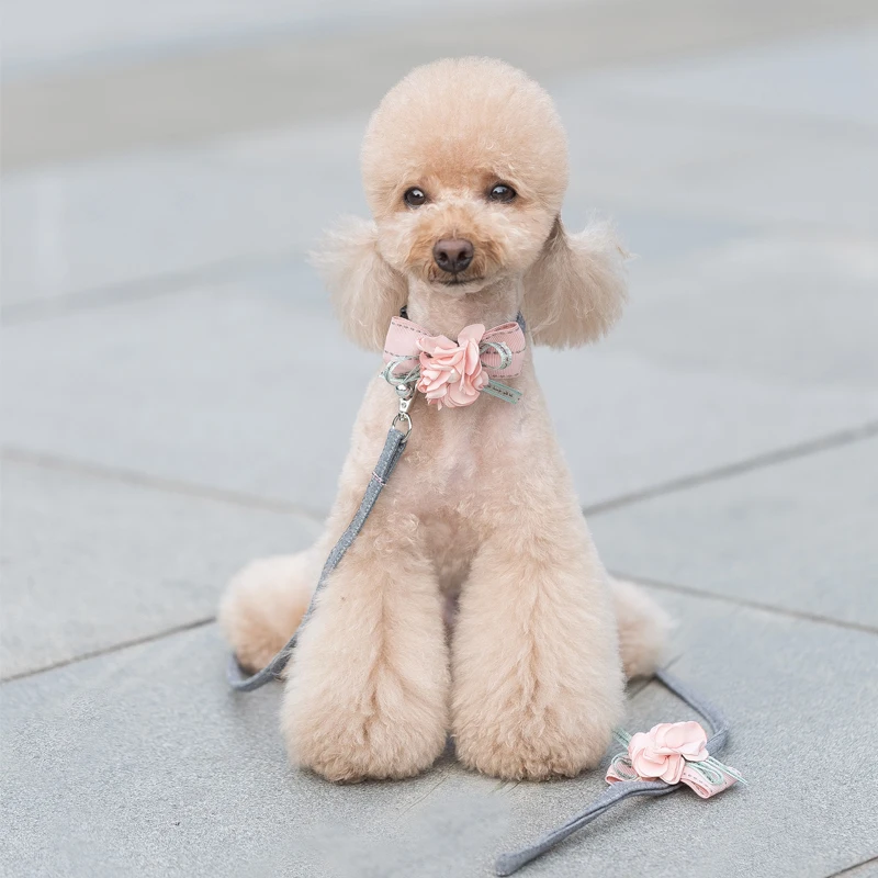 

Flower Pet Dog Harness Leash Set Dog Vest for Small Dogs Bow Tie Puppy Harness Princess Chest Strap Chihuahua Poodle
