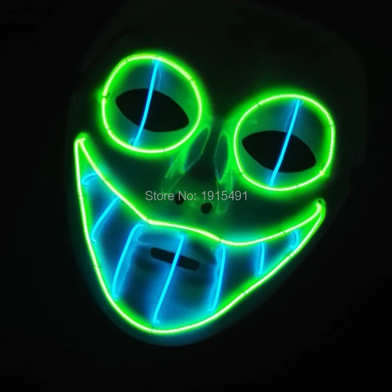 

2019 New Design Glittery EL wire Mask Novelty Lighting Carnival Favor and Gift Powered by 2-AA batteries for Holiday Lighting