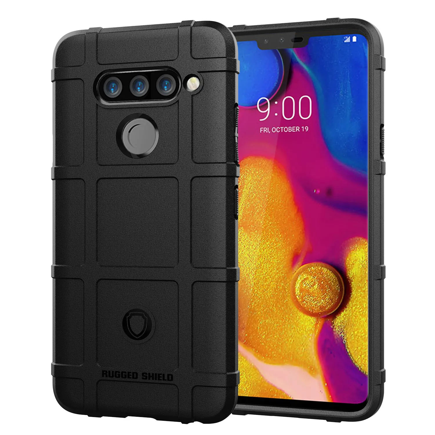 Черный Противоударный чехол для LG V40 ThinQ с защитой от царапин, углеродное волокно, задняя крышка для телефона LG V40 ThinQ - Цвет: Черный