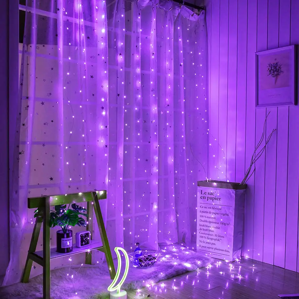 3 м x 3 м 300 светодиодный домашнее внутреннее наружное праздничное рождественское декоративное рождественское свадебное гирлянда сказочные гирлянды вечерние гирлянды - Испускаемый цвет: Purple