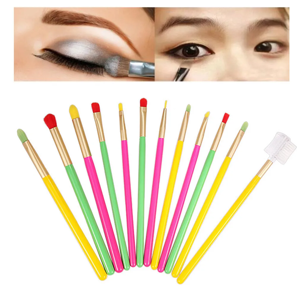 

12PC Make Up Foundation Eyebrow Eyeliner Blush Cosmetic Concealer Brushes Blending Beauty Make Up Brush