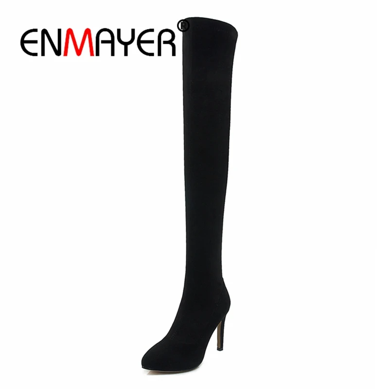 

ENMAYER Over The Knee Boots for Women Autumn Winter Boots Fashion High Women Shoes Motorcycle Boots Pointed toe Thin heel CR1229