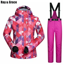 RAY GRACE лыжный костюм зимний женский толстый термальный брюки куртка Женская Снег горный сноуборд одежда водонепроницаемый ветрозащитный