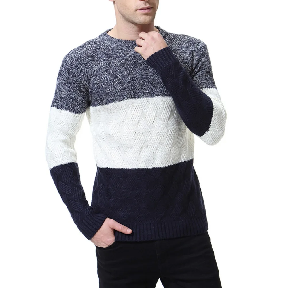 Высококачественный мужской свитер в стиле пэчворк пуловер с длинными рукавами осенне-зимний джемпер мужской вязаный свитер одежда sueter hombre