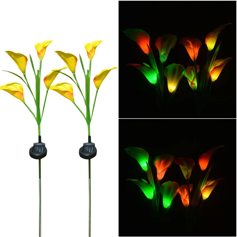2Pcs Solar Garden Flower Lights Multi-Color Calla lily Flower Light Outdoor Decoration Home Decoration Lamparas 35FY2202