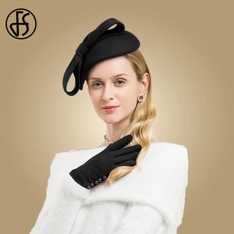 Béret Fleuri Féminin En Feutre De Laine - Style Rétro élégant Pour Mariage Ou Fête - Taille Unique