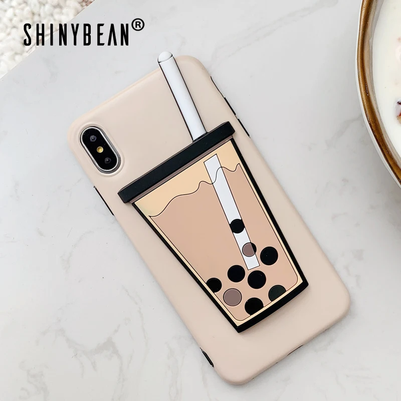 

ShinyBean 3D Bubble Tea Phone Case For iPhone XS Max Soft Silicone Cases For iPhone 6 6S 8 7 Plus X XR XS Max Cute Cover Coque