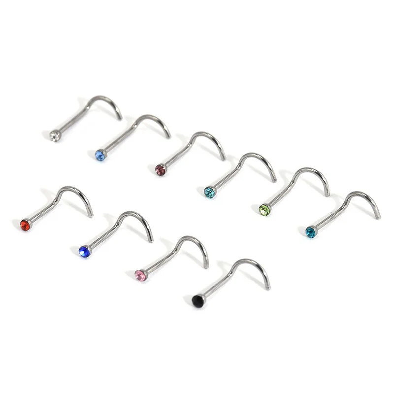 7x Surgical Steel Small Thin Love Star Screw Nose Stud Ring Piercing Jewelr L/_X