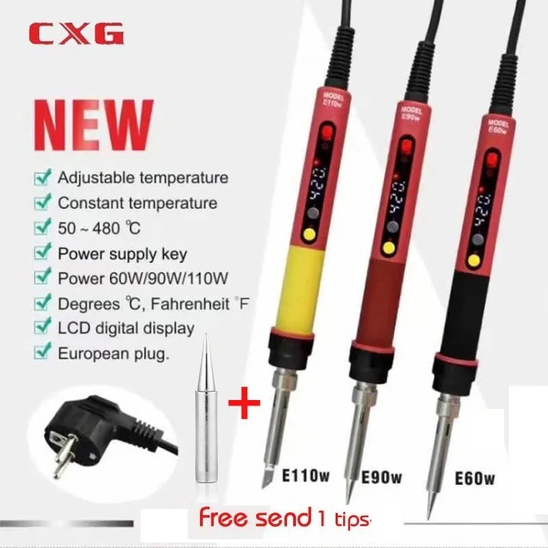 Billig 2019 NEUESTE 110 V 220 V EU US AU ROHS CXG E60WT 90WT 110WT LCD temperatur Digital LED Einstellbar Elektrische Lötkolben + tipps