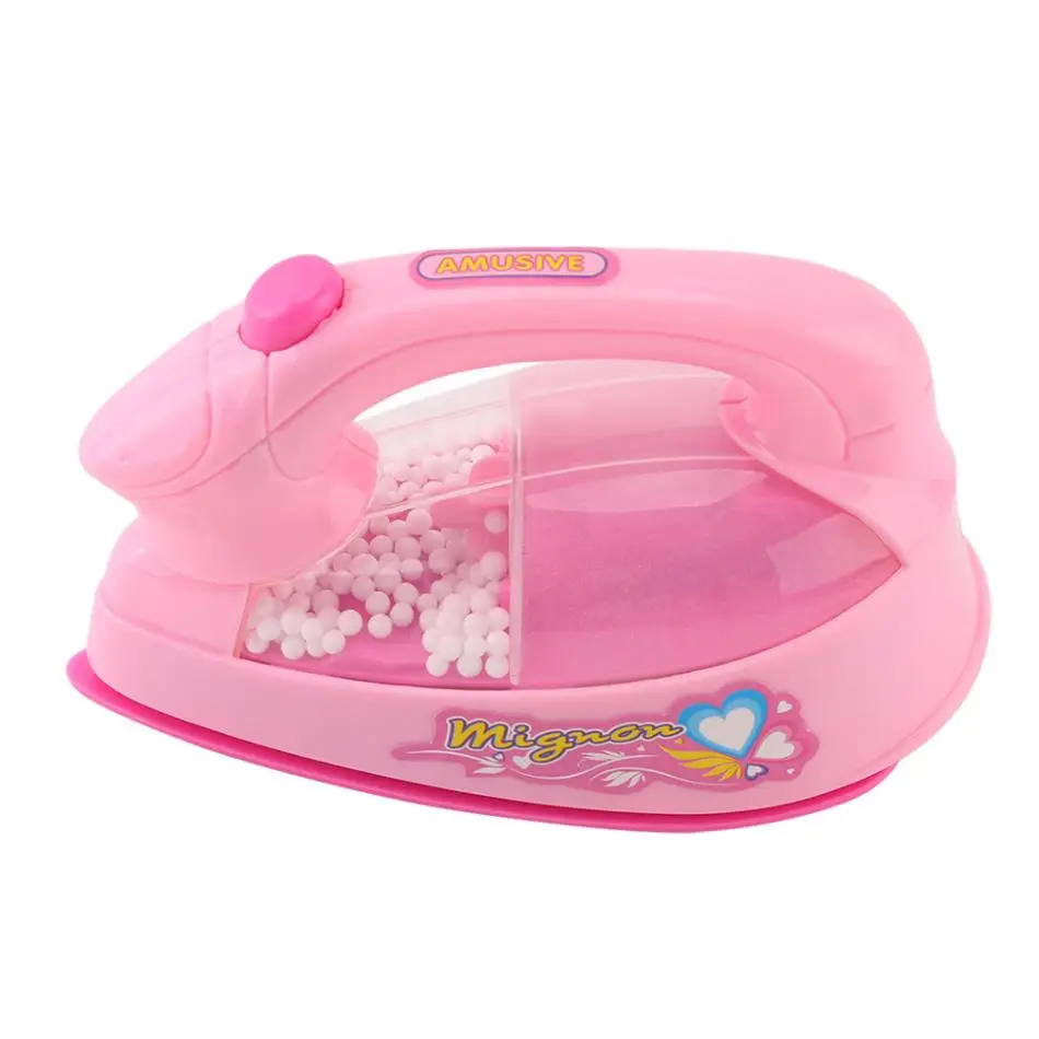 

1Pcs Mini Electric Iron Plastic Safrty Pink Toys Light-up Simulation Kids Children Baby Girl Pretend Play Home Appliances Toy