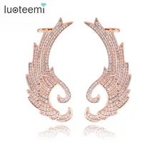 Luoteemi Europe Design Fashion Rose Gold Color Color Large Wings Cuff Stud Earrings For Sexy Attractive