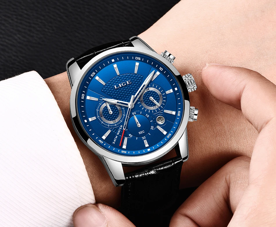LIGE Fashion Men's Watches Top Brand Luxury Business Watch Man Sport Quartz Chronograph Waterproof Wristwatch Male Reloj Hombre