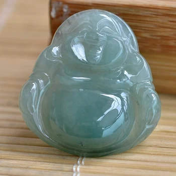 

The foot of the foot material delicate double color Seiko fine carved old pit old species emerald A cargo Buddha pendant with ce