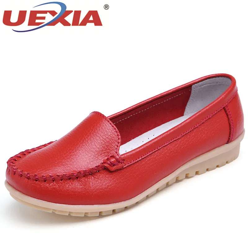 

UEXIA Women's Shoes Leather Loafers Comfortable Shoes Woman Flats Solid Ladies Casual Shoe Mother Footwear Walking Breathable