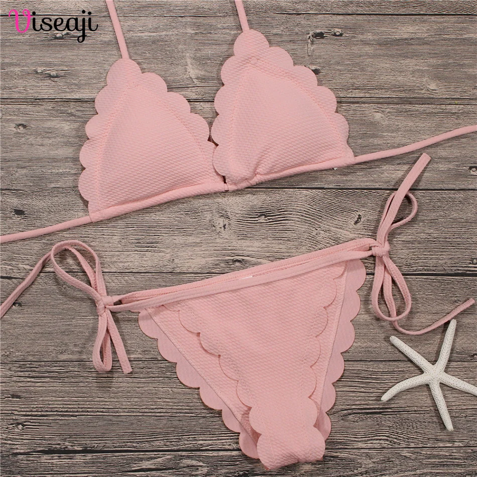 

Sexy Bikini 2018 Female Swimsuit Halter Top Swimwear Women Push up Brazilian Bikinis Set Beachwear Solid Bathing Suit Swim Wear