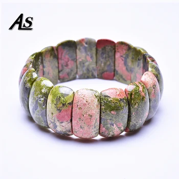 

Asingeloo Flower Green Natural Stone Beads Jewelry Bracelets Bangles for Women Gift
