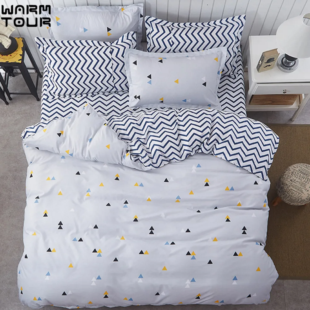 

WARM TOUR Modern Style 3D Printed Cartoon Bedding Sets Polyester Duvet Cover Set Bed Sheet Pillowcase Super Soft4pcs