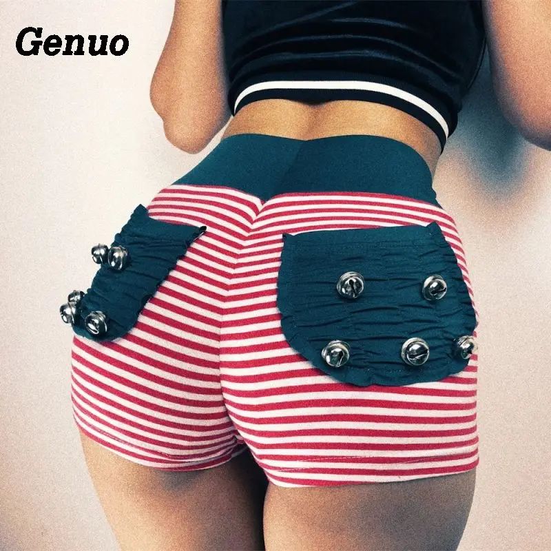 Genuo Sexy Jingle Bell Push Up Elastic Shorts Women Striped Back Ruched Pocket Sporty Sweatpants Girls 2018 Christmas Shorts Genuo Sexy Jingle Bell Push Up Elastic Shorts Women Striped Back Ruched Pocket Sporty Sweatpants Girls 2018 Christmas Shorts