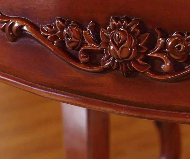 American Style Marble Table, New Classical High Grade Solid Wood Carving Rectangle Six Person Table European Style Dining Table