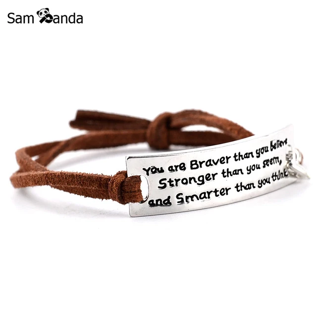You Are Braver Than Believe Bracelets Bangles Inspirational You Are Braver Than Believe Bracelets Bangles Inspirational Motivational Leather Bracelet For