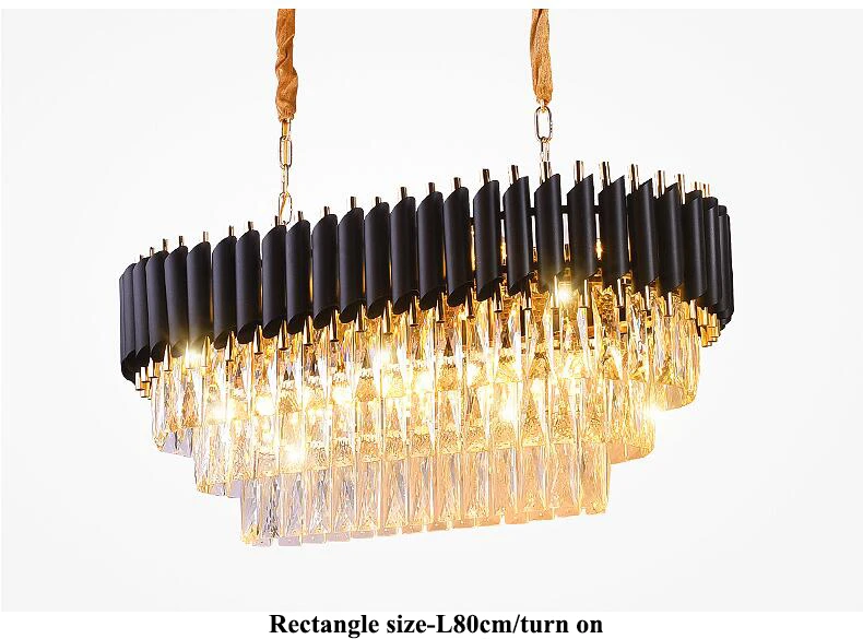 Современный блеск Хрустальная светодиодная люстра освещение черный металл гостиная Светодиодные подвесные люстры светильники для столовой подвесной светильник