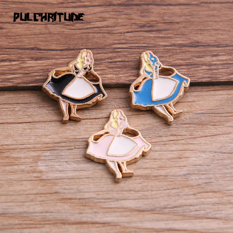 

PULCHRITUDE 6pcs 16*20mm Two Color Alloy Metal Drop Oil Beauty Charms Pendant For DIY Bracelet Necklace Jewelry Making