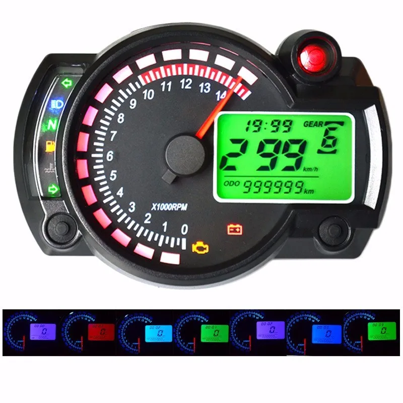 Us 38 49 31 Off 7 Color Adjustable Motorcycle Digital Speedometer Koso Lcd Digital Odometer 299 Mph Kph Universal For Motorcycle Easy