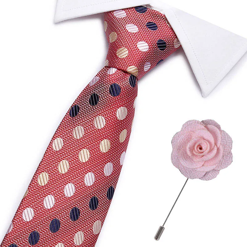 Классические солидные Галстуки шириной 7,5 см. Роскошные шелковые галстуки для мужчин. Деловые свадебные галстуки. Розовый галстук, брошь. Набор