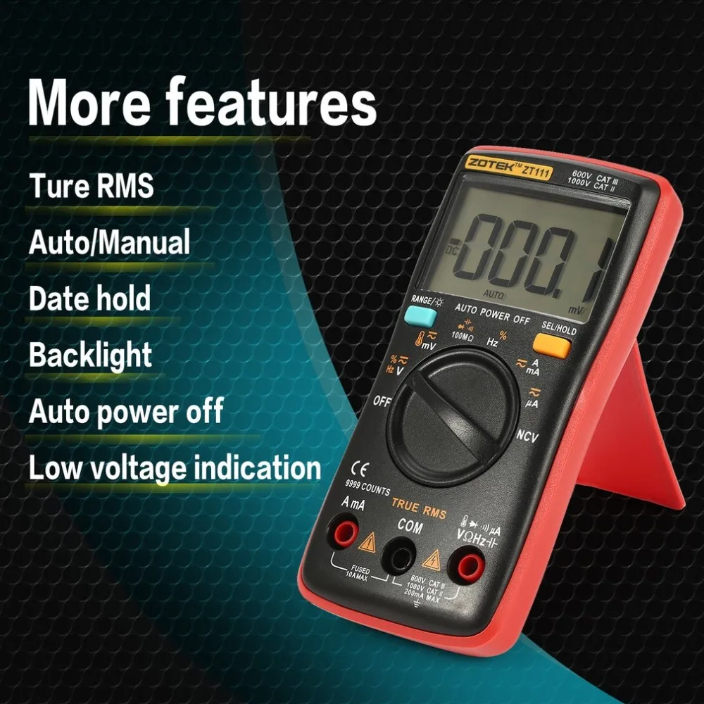 

ZOTEK ZT111 Mini 9999 Counts Range Digital Multimeter AC/DC Voltage Current Tester with Temperature and NCV Measurement