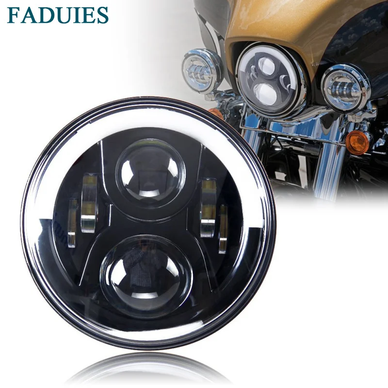  7 Motorcycle Projector Daymaker LED Light Bulb Headlight Halo for Harley Davidson Jeep Wrangler JK CJ LJ Headlamp Projection Spot Driving Light DRL  (13)