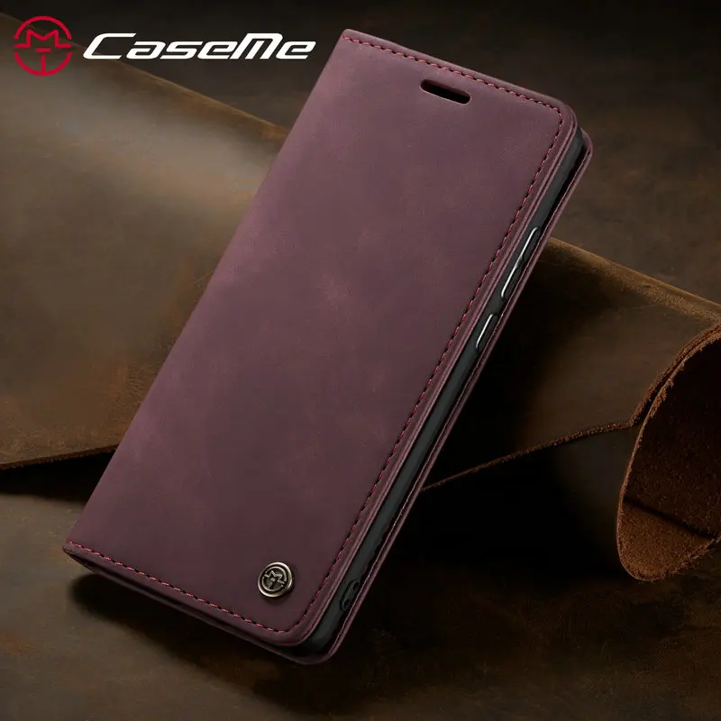 CaseMe Retro Magnetic Leather Wallet Phone Case with Stand Feature