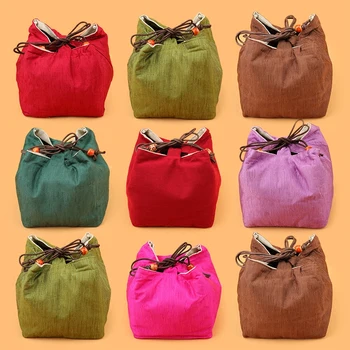 

Wholesale 3PCS 12*12*13.5cm Chinese handmade conton&silk solid color jewelry-collected drawstring bag
