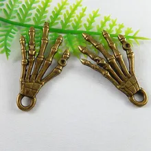10 unids/lote Cobre Antiguo Esqueleto de palm Colgante Encantos Punk Rock Collar 35*19*1mm Joyería Fina Hecha A Mano regalos Artesanía 51228