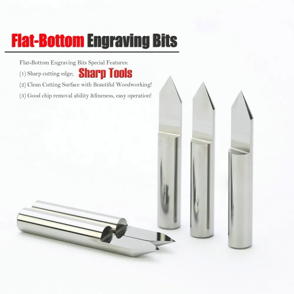 

60 Degree 6*0.1MM V Tungsten Carbide Milling Cutters for Wood 3D CNC PCB Engraving Router Bits End Mill Woodworking Tools Set