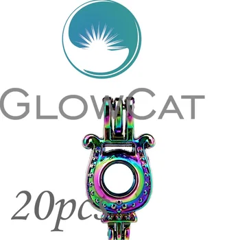 

20x CC535 Rainbow Color Lucky Letter U Stone Beads Cage Jewelry Making Essential Oil Diffuser Pearl Cage Locket Pendant