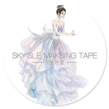 

8.5cm*7m Beautiful Lady Wearing Dress Design Masking Tape Water Color Deco Washi Tape DIY Scrapbooking Stickers Cute Stationery