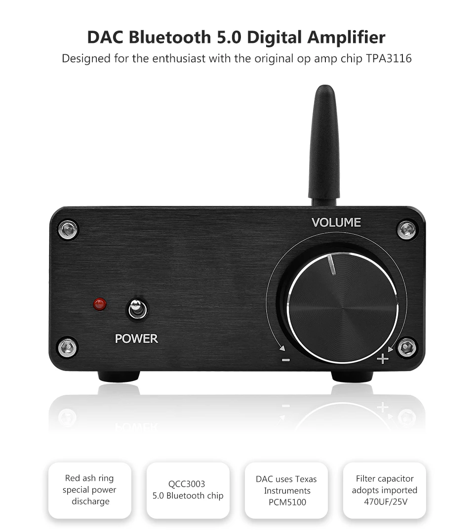 AIYIMA мини TPA3116 Bluetooth 5,0 DAC PCM5100 Fever HIFI Цифровой усилитель мощности 50 Вт* 2 для домашнего звукового кинотеатра усилители