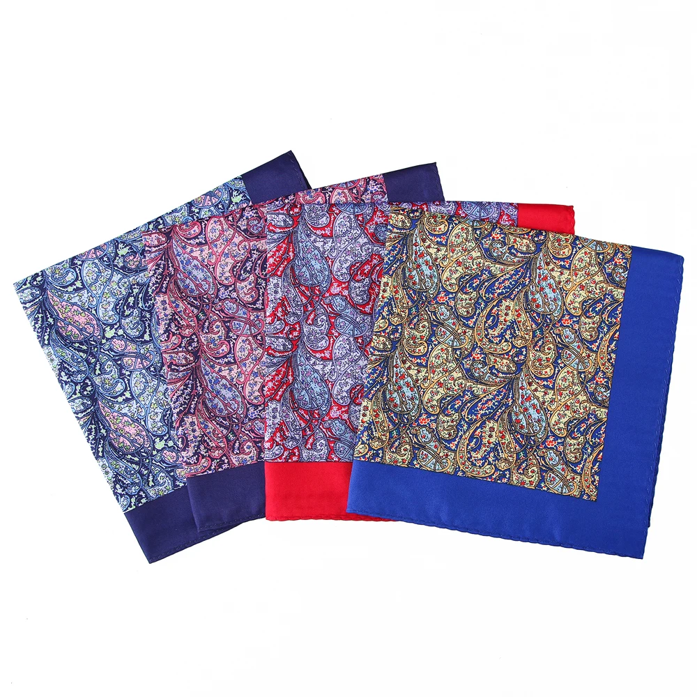 Портной Смит мужчины Пейсли карман квадратный из микрофибры печати мужские платки синий бордовый Цветочные носовой платок новая мода мужской костюм носовой платок