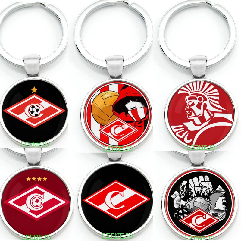 

FC Spartak Moscow спспартак Key Chain Key Ring Russia Football Team Symbol Soccer LOGO Glass Dome Pendant Keychain Ke