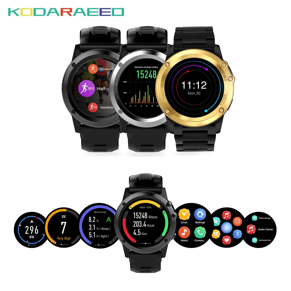 

H1 Smart Watch Android 4.4 OS Sports Smartwatch phone MTK6572 512MB 4GB ROM GPS SIM 3G Heart Rate tracker Camera IP68 Waterproof
