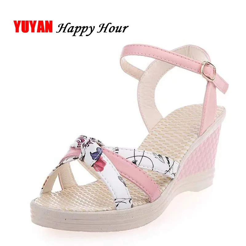 

New 2019 Summer Sandals Women Rome Wedges Sandals Ladies Brand Summer Shoes Sweet Wedge Heel 7cm ZH2639