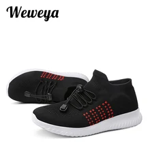 Weweya эластичные слипоны носок туфли Для женщин эластичный открытый кроссовки воздуха сетки обувь кроссовки обувь нескользящие Мокасины женские Tenis