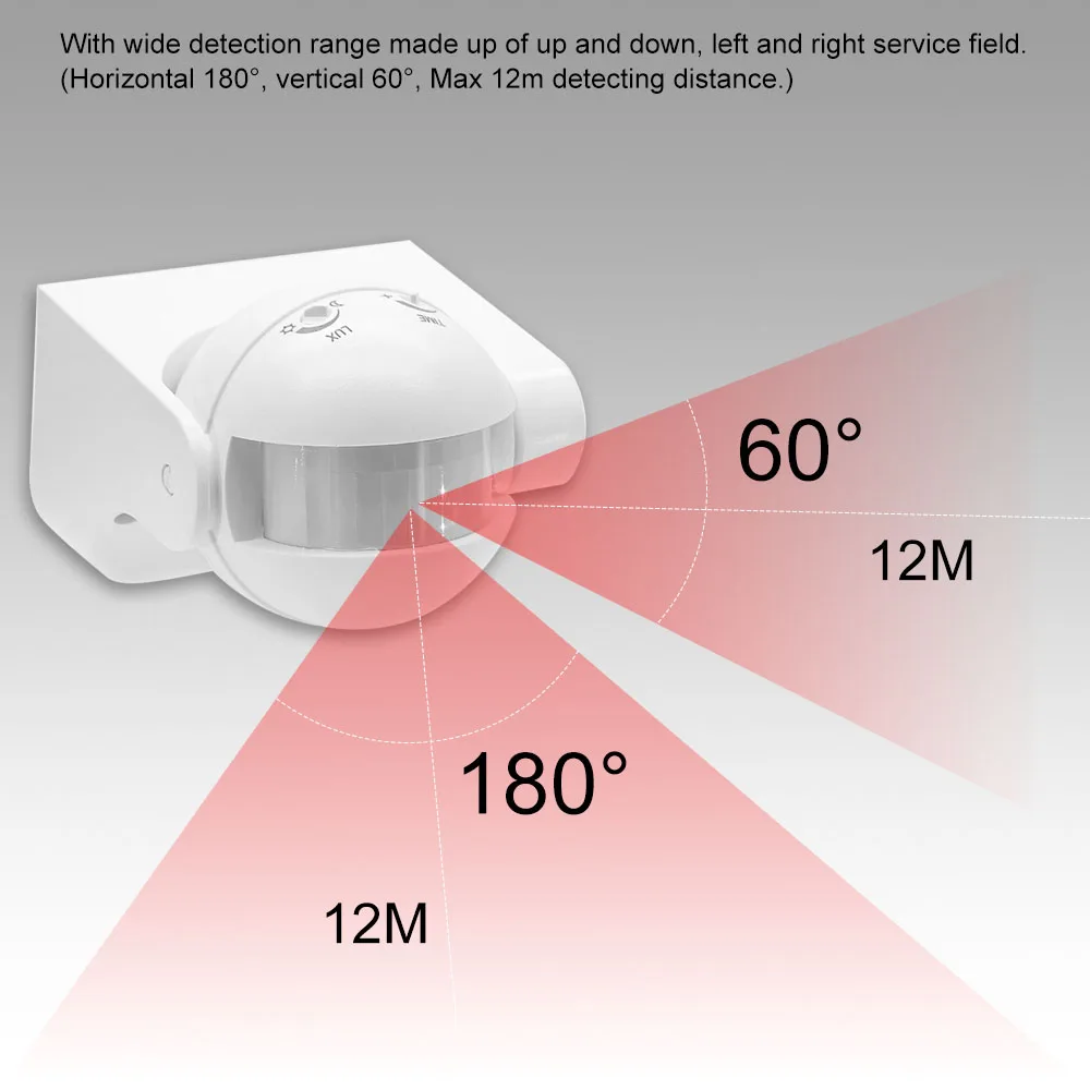 180 градусов безопасности инфракрасный датчик движения из PIR переключатель движения Детектор Макс 12 м 3-2000LUX энергосберегающий автоматический переключатель освещения
