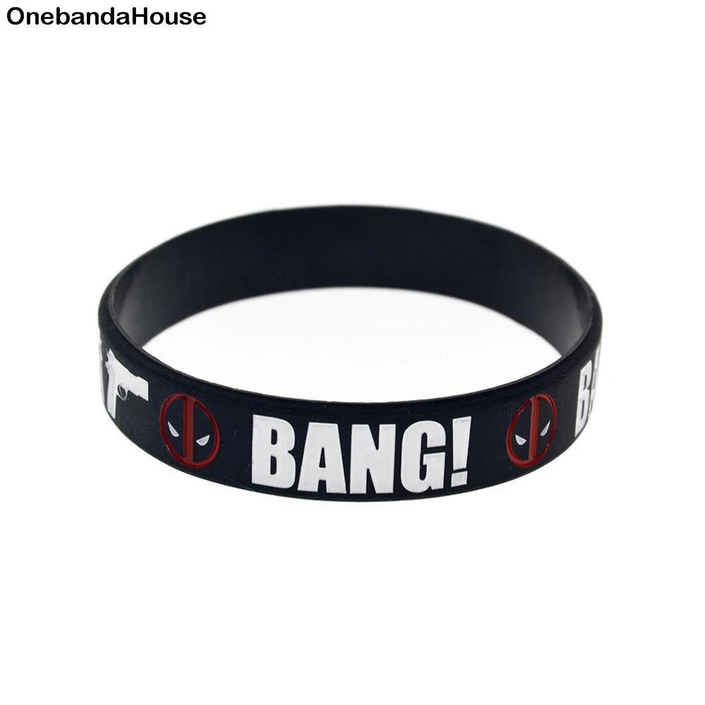 

Hot Sell 1PC Ink Filled Logo Decoration Bracelet Deadpool Bang Silicone Rubber Wristband for Animation Fans