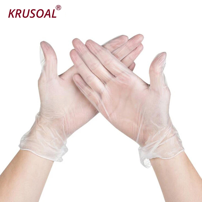 

100Pcs Transparent Disposable gloves Food Home Cleaning Kitchen Restaurant BBQ Garden Rubber Protective long PVC Work Gloves